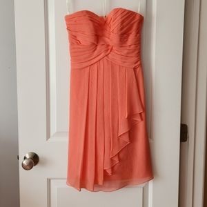 David's Bridal chiffon bridesmaid dress, coral color, size 2